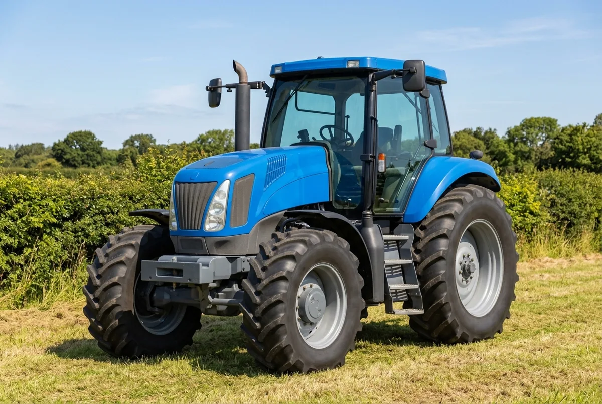 Illustration of the 2002–2005 New Holland TG 285, a 279 hp farm tractor, a drawing generated from its specification record